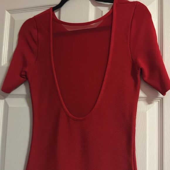 Low Back Mesh - Body Con Red Dress - Like New - Size Small - Picture 3 of 6